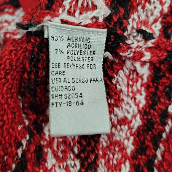 Vtg CAROLYN TAYLOR Cardigan Sweater Large Women's Red Knit Full Zip Faux Fur - Picture 6 of 6